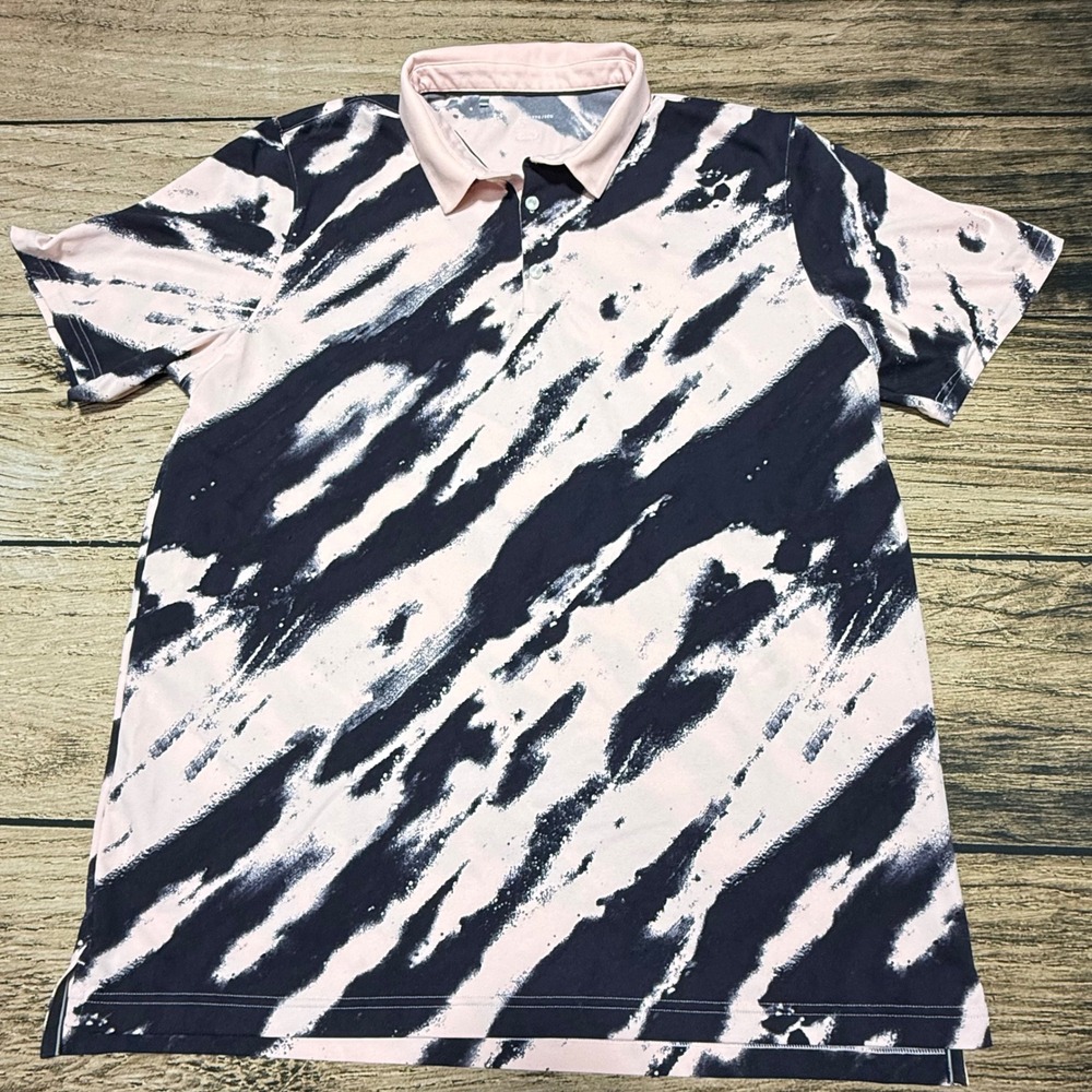 Under Armour Steph Curry‎ Polo Shirt Mens XXL Pink Blue Vanish Golf Brush Stroke